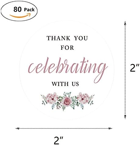 40-pack 2 beyaz çiçek bizimle kutladığınız için teşekkür ederiz etiket etiketleri, teşekkür ederim etiket etiketleri