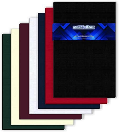 4 Her biri 7 Renk Keten 80 Kart Stoğu Kağıt Sayfaları - 11X17 İnç Tabloid / Defter / Kitapçık Boyutu-Siyah, Kırmızı, Mavi,
