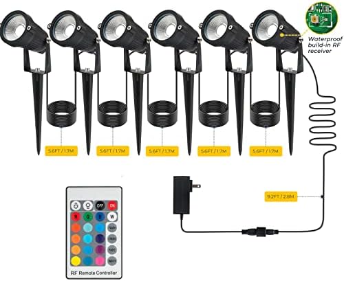 Renk Değiştirme Spot Işıkları, 24W LED Işıklar Açık Yol Bahçe Yard Peyzaj Işıkları IP66 Su Geçirmez, Spot Işıkları Çok Renkli