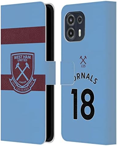 Kafa Vaka Tasarımları Resmi Lisanslı West Ham United FC Aaron Cresswell 2020/21 Oyuncular Uzakta Kiti Deri Kitap Cüzdan Kılıf