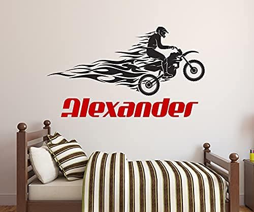 Kişiselleştirilmiş Motorlu Bisiklet Adı Duvar Çıkartması-Motocross Duvar Çıkartmaları-Motorlu bisiklet Duvar Sanatı Çocuk sanatsal