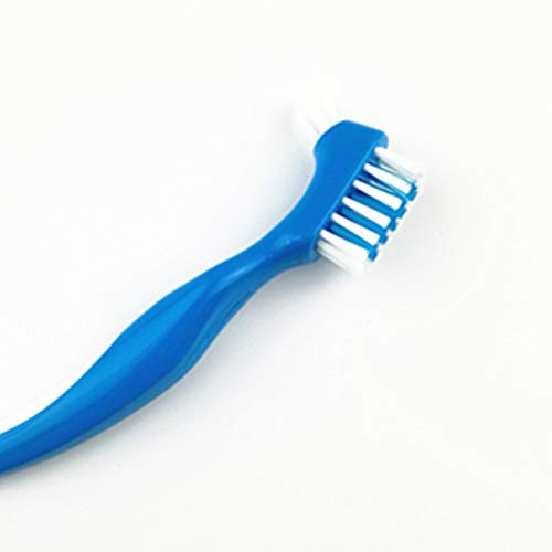 Exceart 3 ADET Protez Fırçası kaymaz saplı Taşınabilir Temizleme Fırçası Protez Bakımı Diş Fırçası Çift Fırça Kafası Protez