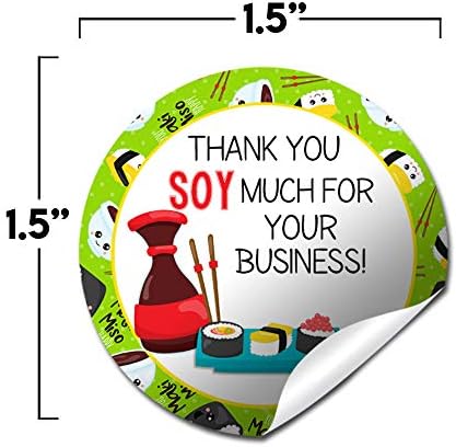 Komik Suşi Temalı Çok Teşekkür Ederim Küçük İşletmeler için Müşteri Takdir Etiket Etiketleri, AmandaCreation tarafından 60
