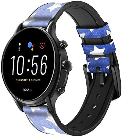 CA0337 Yıldız Desen Deri ve Silikon akıllı saat Band Kayışı Fosil Erkek Gen 5E 5 4 Spor, hibrid Smartwatch İK Neutra, Çarpıştırıcısı,