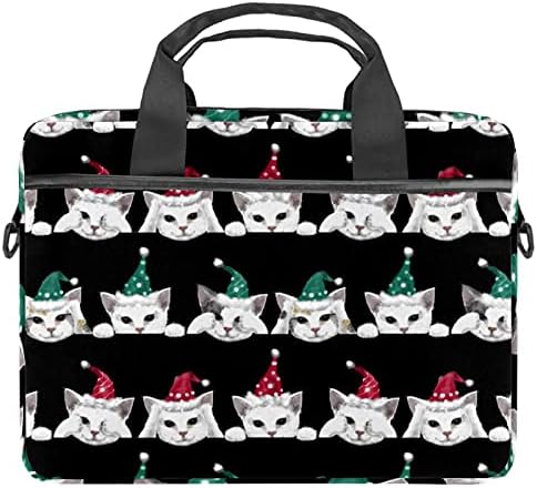 Kediler İle Noel Şapka Desen Laptop omuz askılı çanta Kılıf Kol için 13.4 İnç 14.5 İnç Dizüstü laptop çantası Dizüstü Evrak