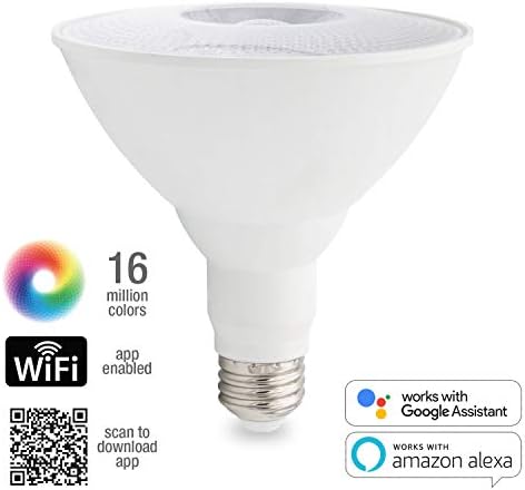 Luvoni Akıllı WiFi LED PAR38 Renkli Ampul, Google Ev / Alexa Uyumlu 90 W Eşdeğer 1050 Lümen Kısılabilir, SKK 2000 K-5000 K