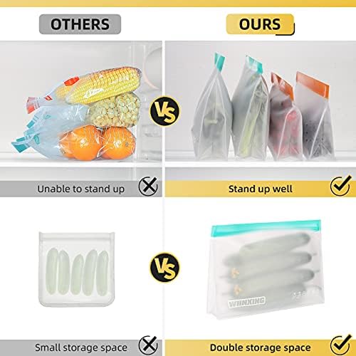 Yeniden kullanılabilir gıda saklama torbaları-12 Paket BPA ÜCRETSİZ Stand Up Yeniden Kullanılabilir dondurucu Torbaları (6