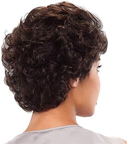 Andongnywell Kısa Peruk Kadınlar için Kahverengi Büyük Kıvırcık Saç Peruk Bayanlar Kahverengi Kıvırcık Bob Kısa Dantel Saç