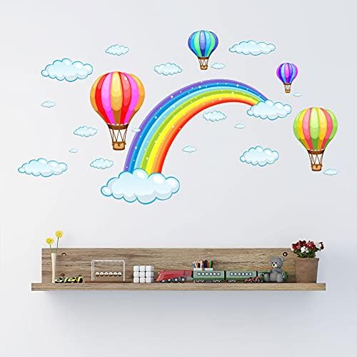 Wallpark Yaratıcı Gökkuşağı Bulut Duvar Çıkartmaları Renkli Sıcak Hava Balon duvar Çıkartmaları, Çocuk Çocuk Bebek Ev Odası