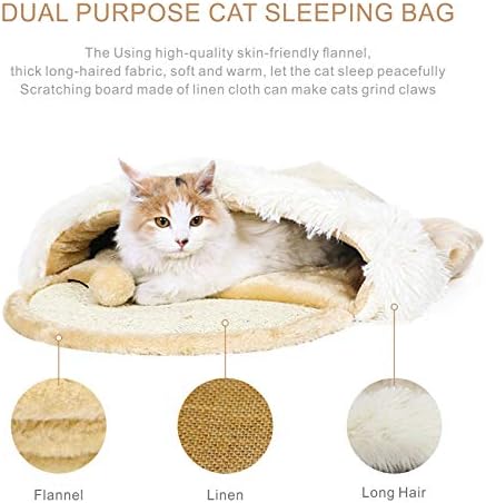 Kedi Yatak Kedi Uyku Tulumu Kendini ısınma Kedi Mağara Yatak, 3 in 1 Pet Uyku Tulumu ile Kedi tırmalama panosu ve Top, en iyi