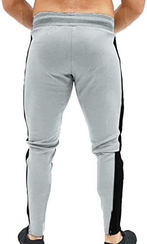 HONGJ Sweatpants Mens için, Çizgili Patchwork İpli Fermuar Jogger Pantolon Egzersiz Spor Slim Fit Pantolon Rahat Pantolon