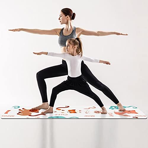 Kalın Kaymaz Egzersiz ve Fitness 1/4 yoga mat ile Komik Kediler Baskı için Yoga Pilates ve Kat Fitness Egzersiz (61x183 cm)