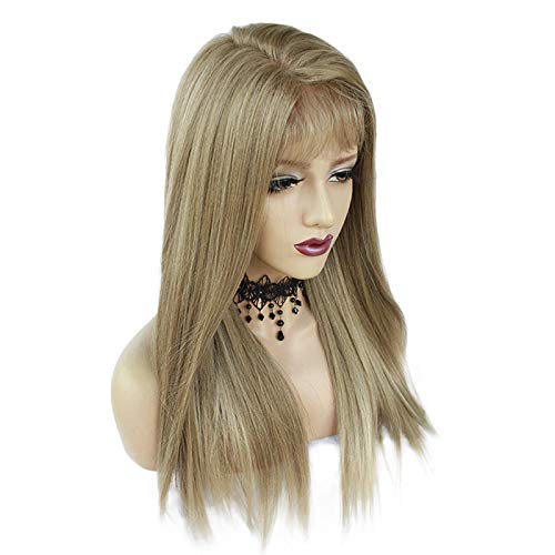 Bayanlar Peruk-Uzun Düz Saç, Fiber dantel peruk, keten düz saç 26in, %100 Yoğunluk (Keten rengi)