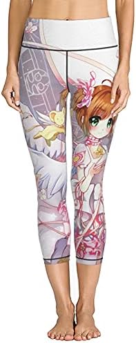 TanJiafc Cardcaptor Sakura Yoga Pantolon Anime Baskı Spor fitness pantolonları Kırpılmış Kız Tayt