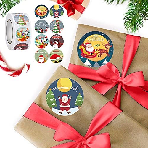 500 Adet Noel Çıkartmaları Etiketler Rulo 1 İnç Yuvarlak Noel Etiketleri Xams Tatil Noel Temalı Çıkartmalar Scrapbooking Zarf