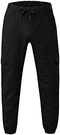 UBST Kargo koşucu pantolonu Mens için, İpli Atletik Spor Rahat Parça Pantolon Açık Kaba Pamuklu Çok Cepler ile