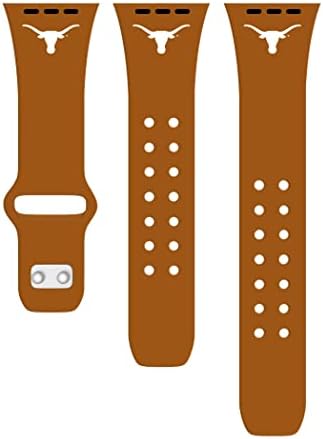 AFİNİTE BANTLARI Texas Longhorns Silikon Spor saat kayışı Apple Watch ile Uyumlu (42/44 / 45mm-Siyah)