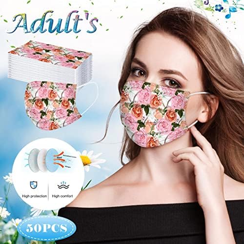 100/50 Adet Yetişkin Tek Kullanımlık Yüz Maskesi Baskı Çiçek Kelebek Moda - 3 kat Nefes Rahat Yüz Koruma Yüz Kaplama Yüz Koruyucu