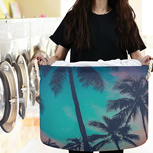 visesunny Retro Filtrelenmiş Hawaii Palmiye Ağacı çamaşır sepetleri Kumaş saklama kutusu Saklama kutusu Katlanabilir Depolama