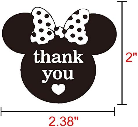Minnie Teşekkür Ederim Çıkartmalar,2. 38x2 inç Mickey Bir Fare Kulaklar Kafa Etiketleri için Doğum Günü Partisi, Bebek Duş,