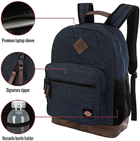 Dickies İmza Hafif okul sırt çantası Klasik Logo Rahat seyahat Sırt Çantası 15.6 İnç Dizüstü Bilgisayar İçin Uygun (Koyu Mavi