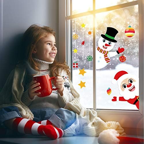 150 ADET Noel pencere Noel Baba kardan adam çıkartmaları Noel partisi süslemeleri için tutunur