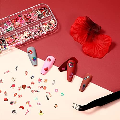 24 İzgaralar 2 Kutuları Sevgililer Tırnak Dekor Tırnak Sanat Kalp Sticker Gül Çiçek Tırnak Çıkartmaları 3D Sevgililer Günü
