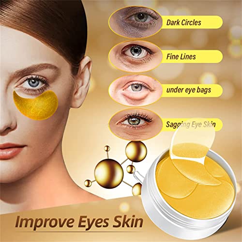 60 ADET Altın ve Yeşil Çay Altında Göz Maskesi İle Anti-Aging Hyaluronik Asit Nemlendirici ve Azaltılması İçin Koyu Halkalar