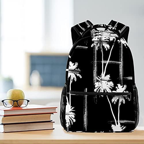 Tropikal Siyah Palmiye Ağacı Sırt Çantası Çift Kayış omuzdan askili çanta Hafif omuz çantaları Su Geçirmez Rahat Sırt Çantası