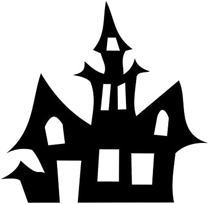 Perili ev siluet ürkütücü Cadılar Bayramı 6 vinil Sticker araba çıkartma (6 siyah)