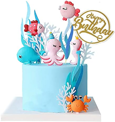 Doğum günü Pastası Dekorasyon Toppers Deniz Kek Süslemeleri Bebek Duş Balina Topper Okyanus Tema Doğum Günü Partisi Süslemeleri
