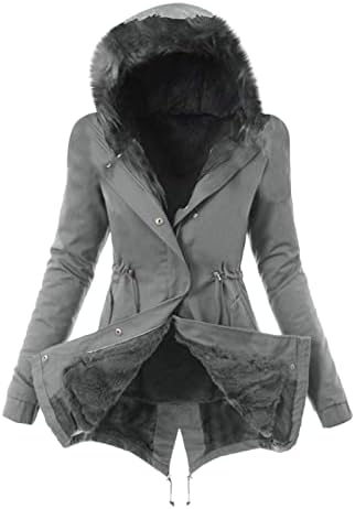 SHOPESSA Termal Palto Kadınlar ıçin Uzun Kollu Kürk Hoodie Artı Boyutu Polar Astarlı Anorak Ceket Soğuk Hava Astar Ceket