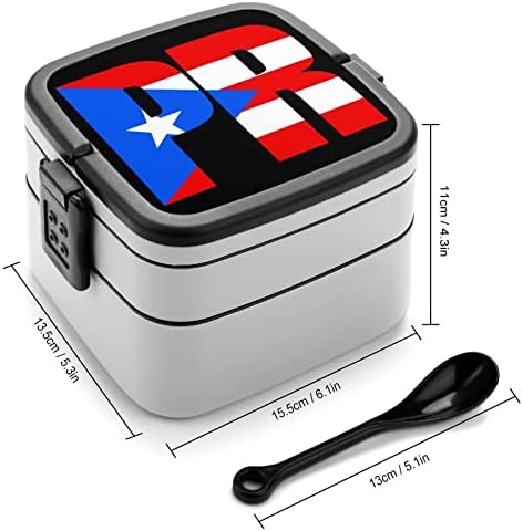 Porto Rikolu Bayrağı Baskılı Çift Katmanlı Bento Kutu seti Öğle Yemeği Kutuları Gıda Konteyner Yemek Hazırlık Tutucu Yetişkinler