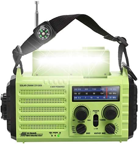 5-Way Powered Taşınabilir Acil Güneş El Krank AM / FM/SW / NOAA Hava Uyarısı Radyo-Yeşil / Turuncu / Kırmızı