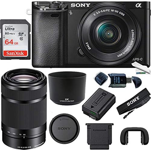 Alpha a6000 ILCE6000 Değiştirilebilir Lens Kamera ile 16-50mm Güç zoom objektifi ( Siyah) + E 55-210mm F4. 5-6. 3 Lens ( Siyah)