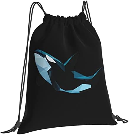 İpli sırt çantası desen Orca balina dize çanta Sackpack spor salonu alışveriş spor Yoga için