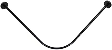 Paslanmaz Çelik Raylı Küvet Donanım Çubuğu, Sağlam Genişletilebilir Delikli Olmayan Köşe Duş Perdesi Çubuğu Perde Çubuğu (Siyah