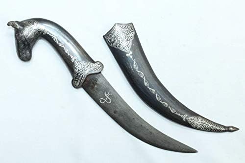 Rajasthan Taşlar Hançer Bıçak El Yapımı Çelik Bıçak Gümüş Tel Iş Hayvan At Yüz Kolu-6