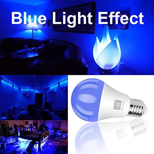 Siyah ışık Efektli A19 Mavi Ampul, M MayJazz E26 Mavi Ampul, 9W (60W Eşdeğeri), Kısılabilir Değil, UL Listeli / 2 Paket