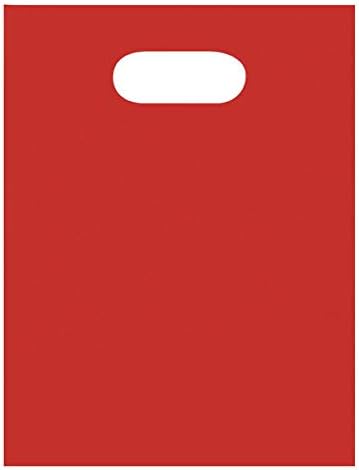Plastik Torbalar 1000 Kırmızı Perakende Mal Alışveriş 9 x 12 Hediye Diecut Kırtasiye ve Hediye Sarma Malzemeleri için Kolları