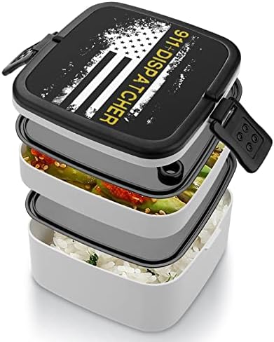 911 Memuru Ince Altın Hattı Bayrak Baskılı Çift Katmanlı Bento kutu seti Öğle Yemeği Kutuları Gıda Konteyner Yemek Hazırlık