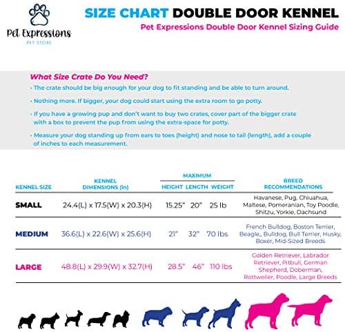PET Ifadeler Lüks Renkli 24 İnç Katlanabilir Köpek Sandık ile 2 Kapılar / Ücretsiz Eğitim Ebook ve Pet Sakinleştirici Müzik