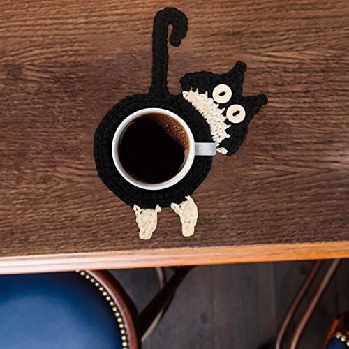 Inalsion Komik Kedi Popo Tığ İçecek Coaster, Kedi Popo Bardak, Sevimli Kedi Fincan Bardak Leke Dayanıklı, emici Bardak Yenilik
